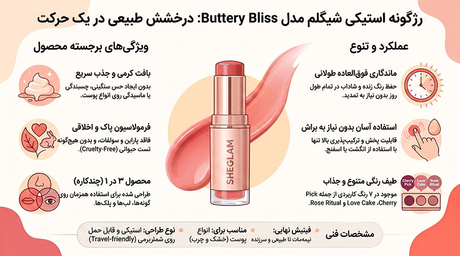 رژگونه کره ای شیگلم مدل Buttery Bliss Blush Stick