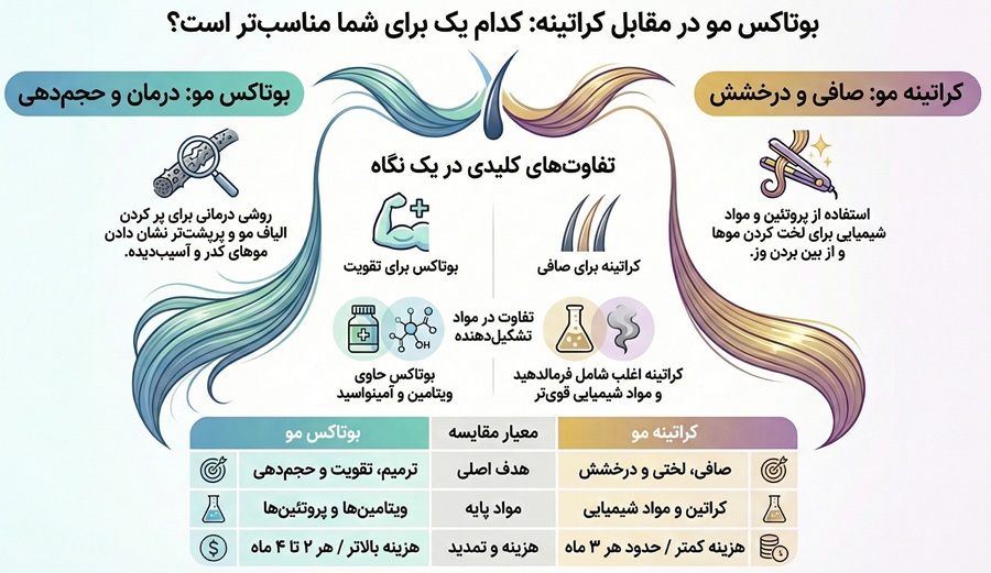 تفاوت بوتاکس مو با کراتینه مو