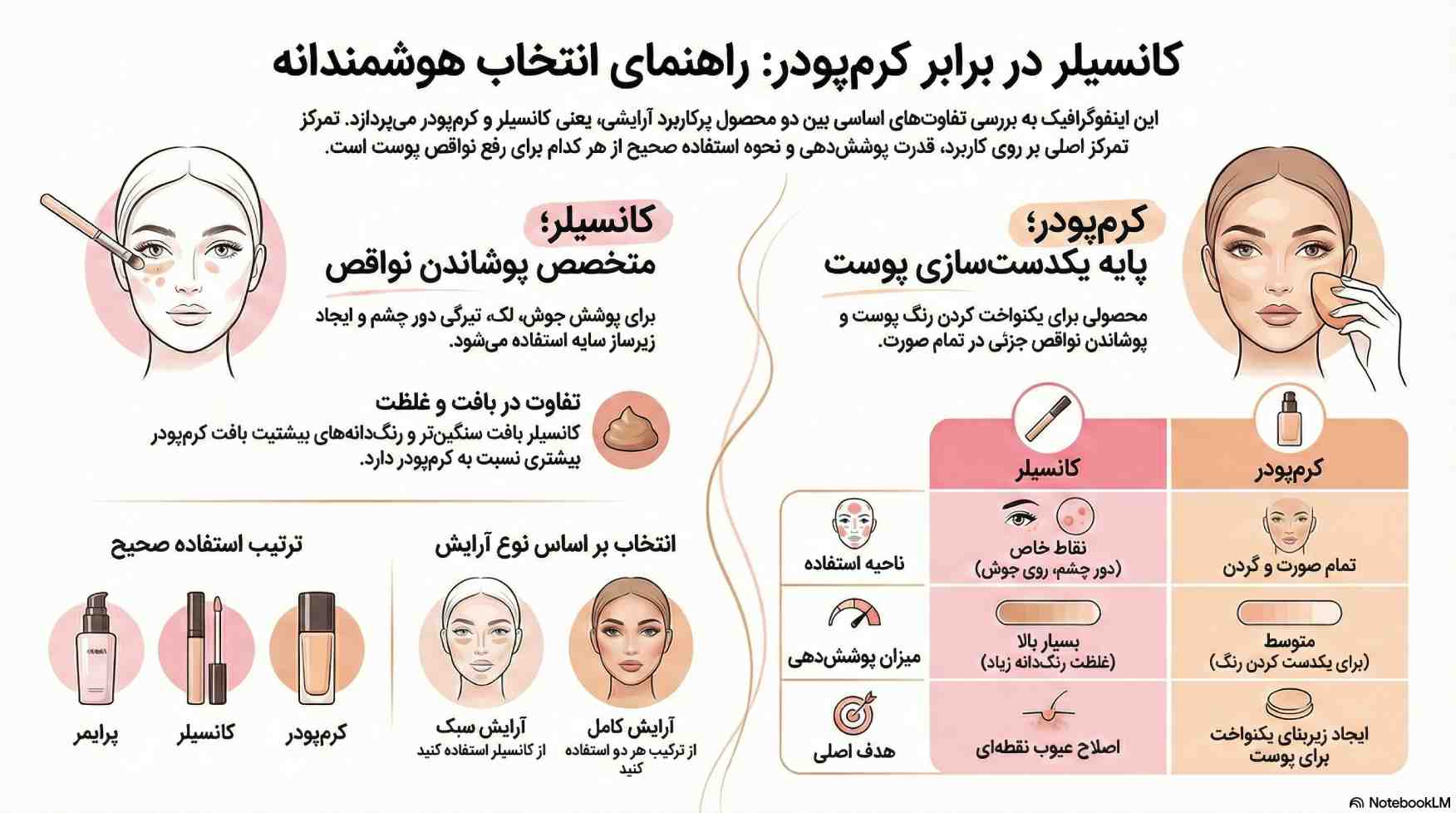 فرق کانسیلر و کرم پودر