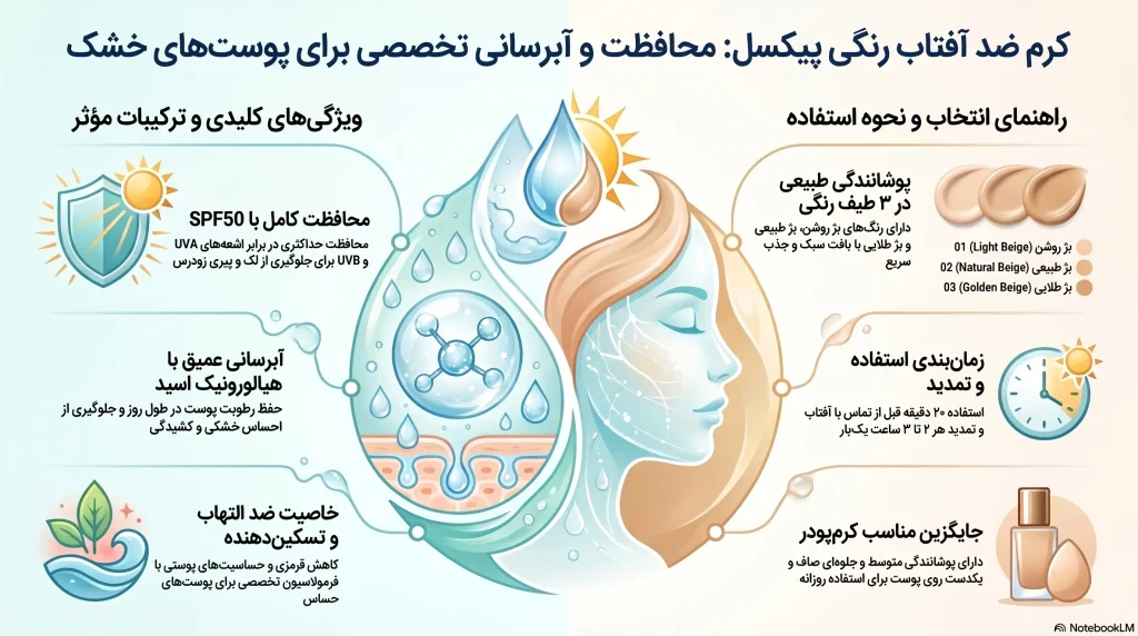 راهنمای خرید کرم ضد آفتاب رنگی پیکسل پوست خشک