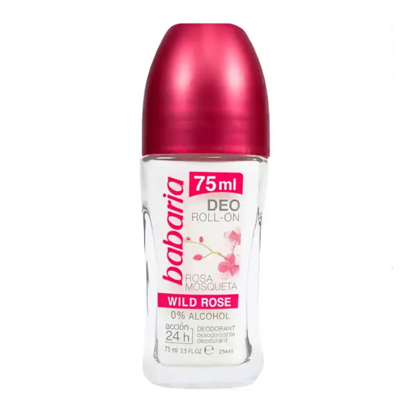 رول ضد تعریق باباریا رایحه گل رز Babaria Wild Rose حجم 75 میل