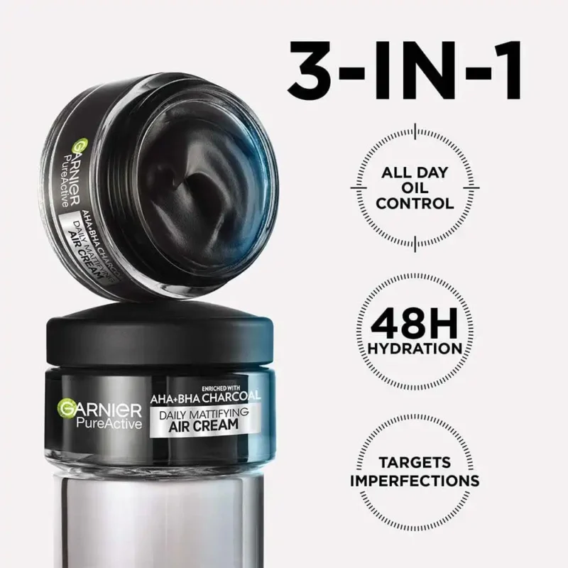 مرطوب‌کننده کنترل چربی گارنیر Charcoal AHA+BHA - Image 3