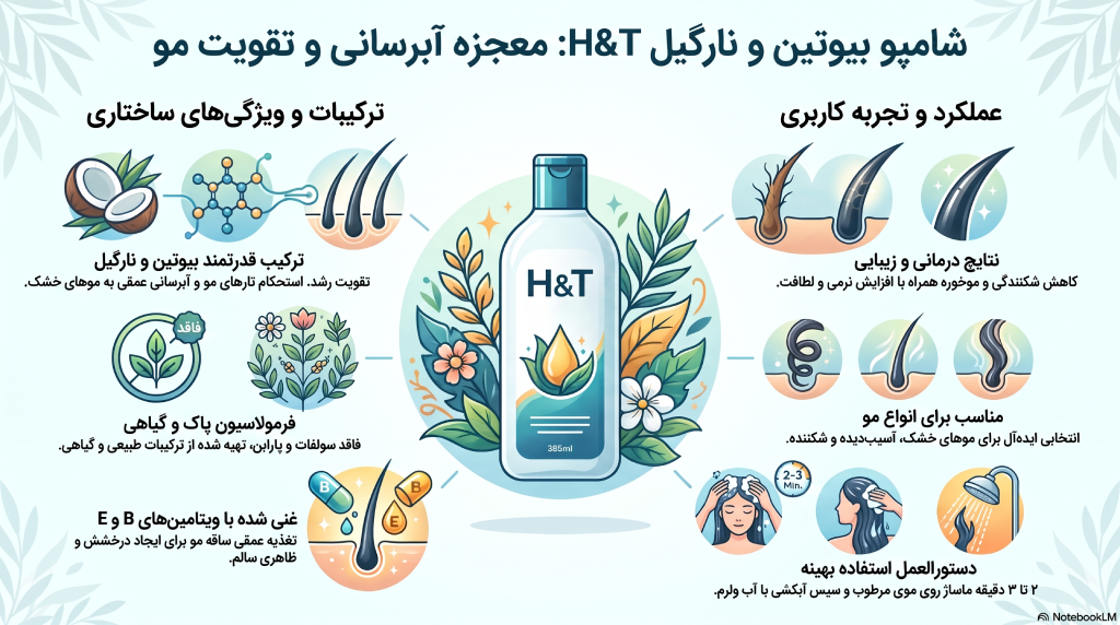 شامپو اچ اند تی مدل Biotin & Coconut