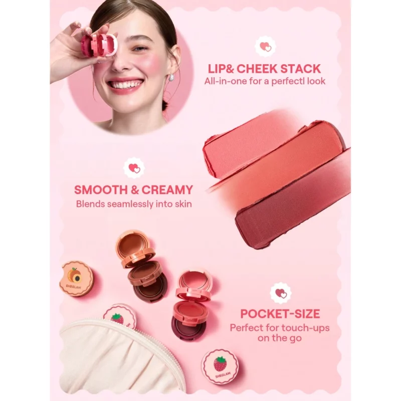 رژلب و رژگونه سه طبقه شیگلم مدل Strawberry - Image 4