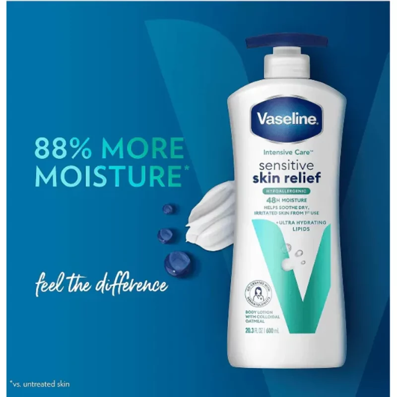 لوسیون بدن وازلین Sensitive Skin Relief حجم 600میل - Image 4
