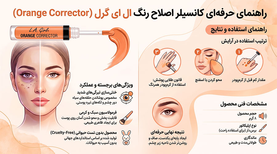 کانسیلر اصلاح رنگ ال ای گرل Orange Corrector