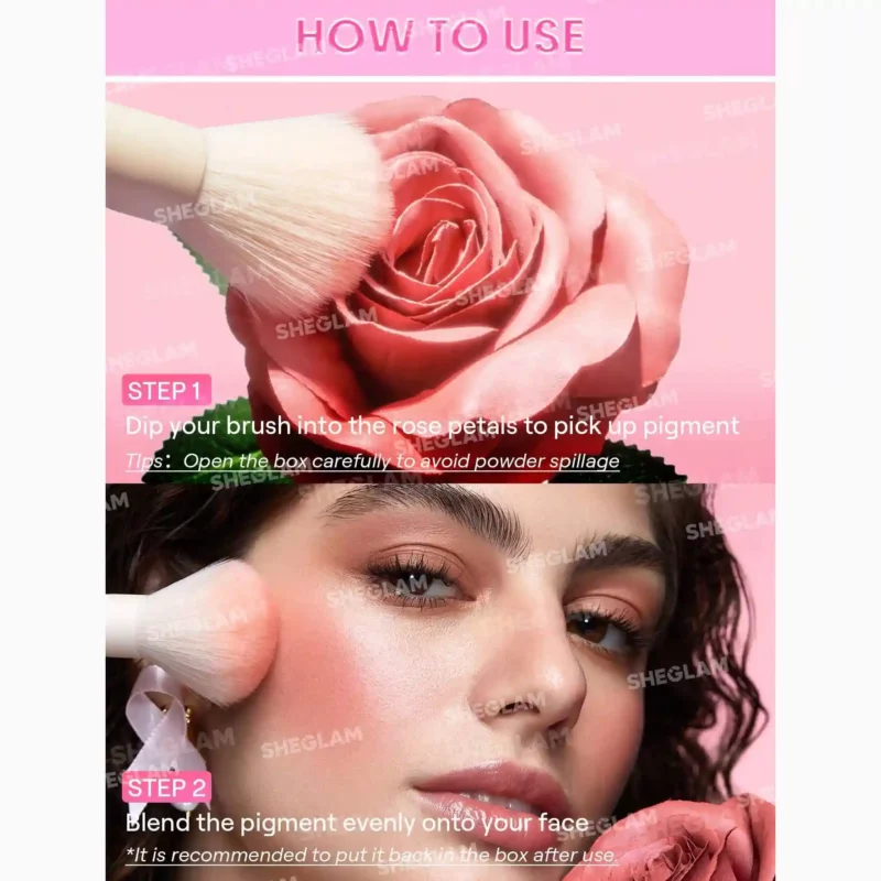 رژگونه کرمی گل رز شیگلم Pink Ribbon وزن 1.8 گرم - Image 5