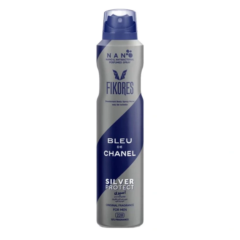 fikores_bleu_de_chanel_web اسپری بدن مردانه فیکورس Bleu de Chanel حجم 200 میل - Image 1