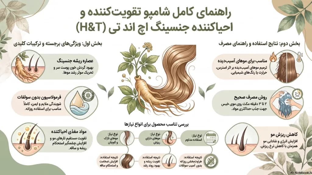 شامپو تقویت کنند جنسینگ اچ اند تی
