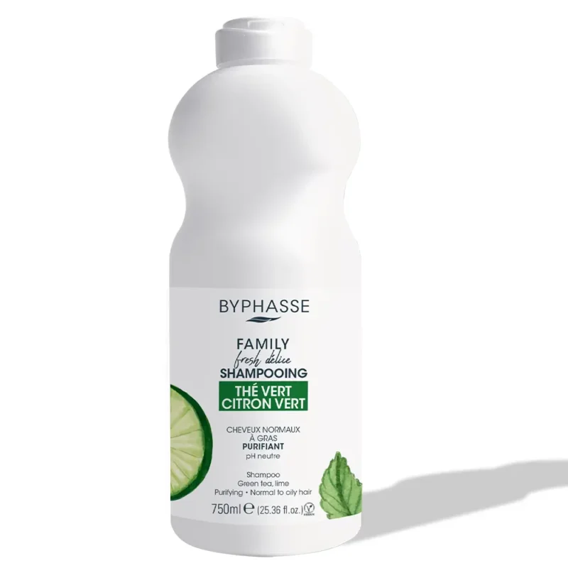 شامپو موهای چرب بای‌فس Green Tea & Lemon حجم ۷۵۰ میل