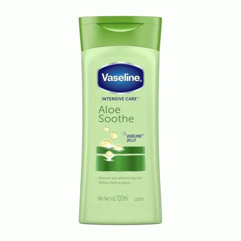 IMG_0098 لوسیون بدن آبرسان وازلین Aloe Soothe حجم 100میل - Image 1