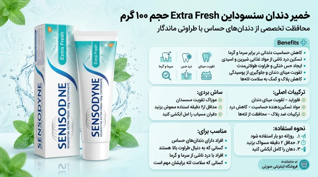 خمیر دندان سنسوداین Extra Fresh حجم ۱۰۰ گرم