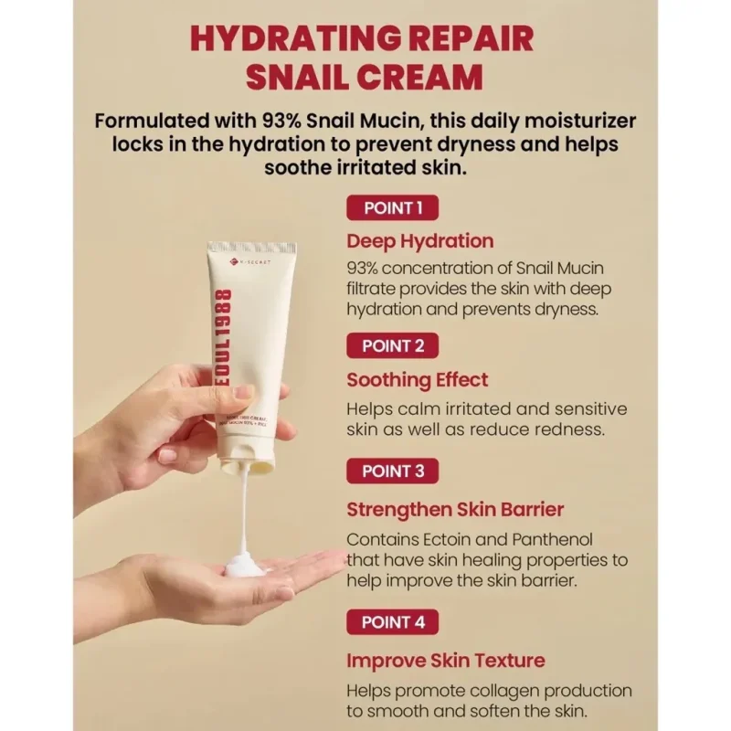 کرم ترمیم‌کننده حلزون سئول 1988 Snail Mucin93%+rice - Image 2