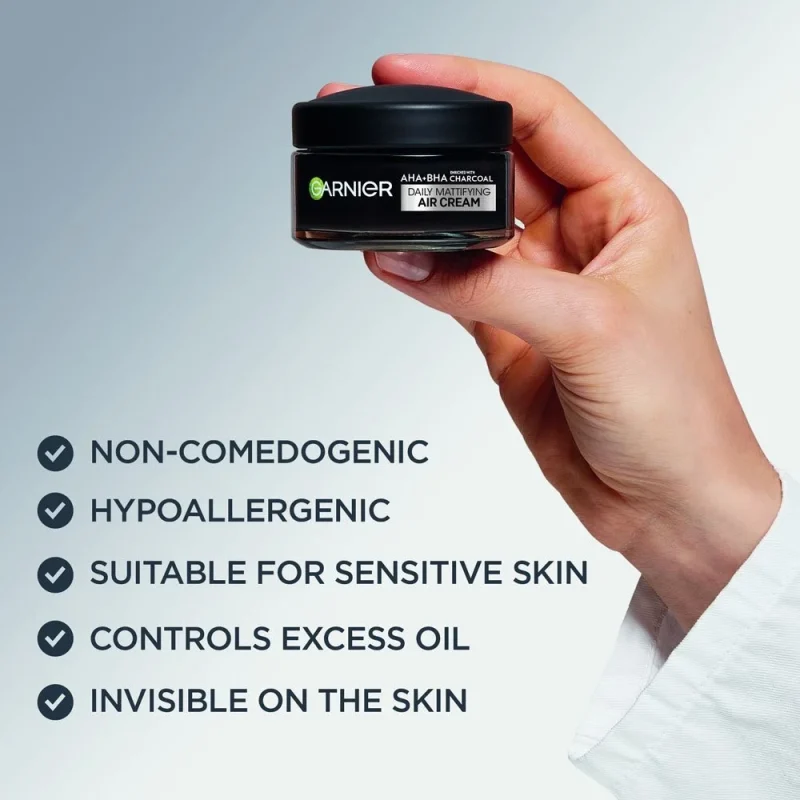 کرم آبرسان مات‌کننده گارنیر AHA+BHA Charcoal - Image 5
