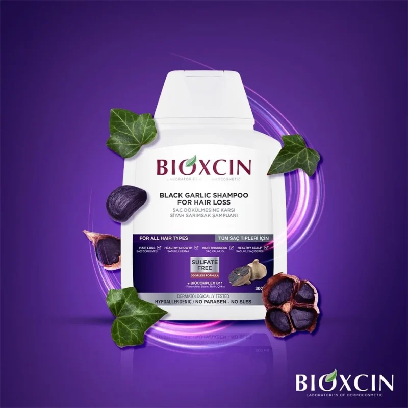 شامپو ضد ریزش مو بیوکسین مدل Black garlic حجم 300میل - Image 2