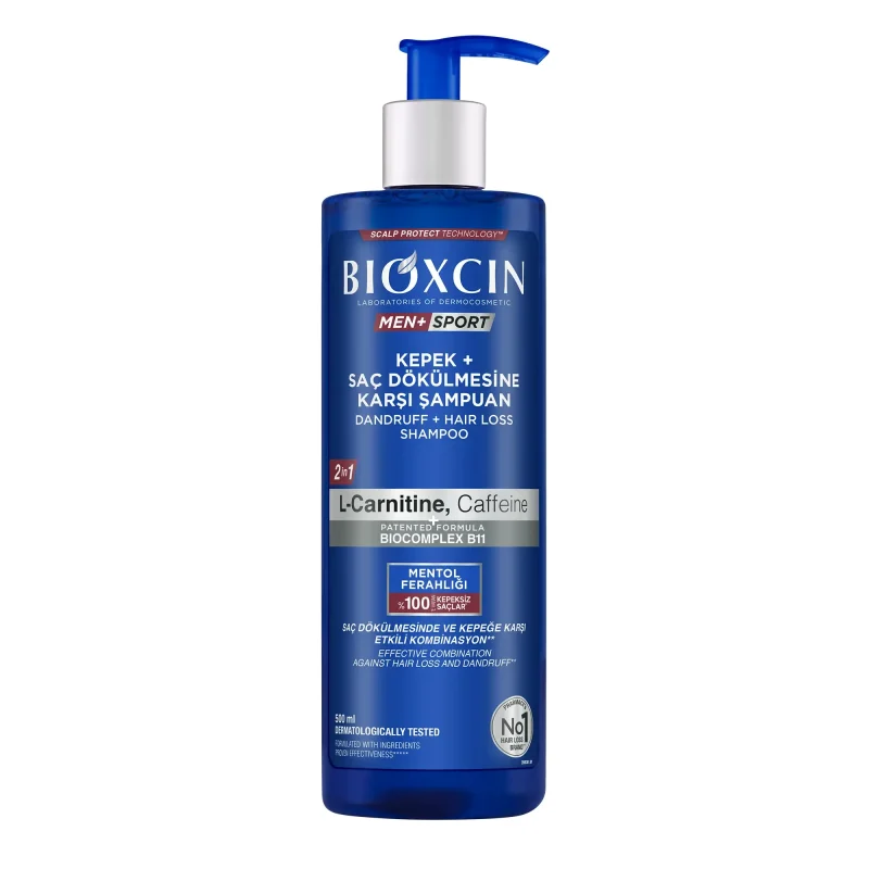 bioxcin-dandruff-hair-loss-shampoo-masokala.com_ شامپو ضدریزش و ضدشوره مردانه بیوکسین Sport حجم 500میل - Image 1