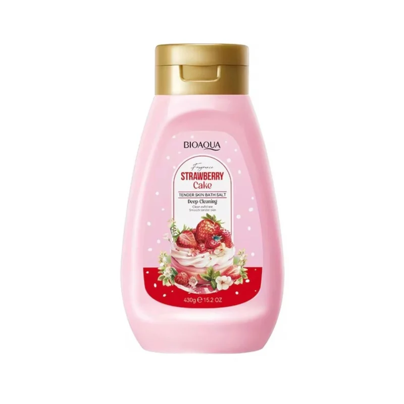 hQwf8f2MoOUAVan3 copy نمک بدن بیوآکوا مدل Strawberry Cake حجم 430 گرم - Image 1