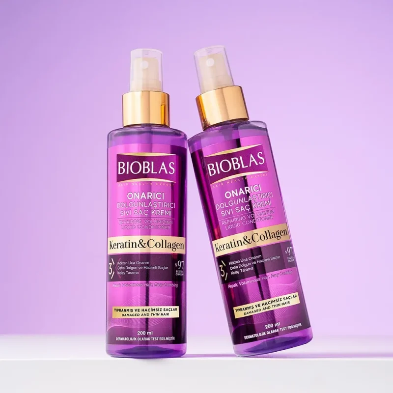 اسپری دوفاز ضدریزش بیوبلاس مدل Keratin & Collagen حجم ۲۰۰ میل - Image 2