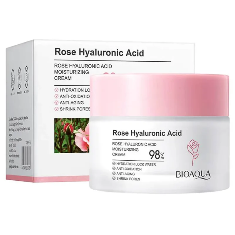 کرم مرطوب‌کننده بیوآکوا مدل Rose Hyalouronic Acid حجم ۵۰ گرم