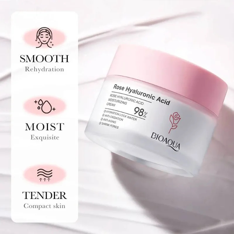 کرم مرطوب‌کننده بیوآکوا مدل Rose Hyalouronic Acid حجم ۵۰ گرم - Image 3