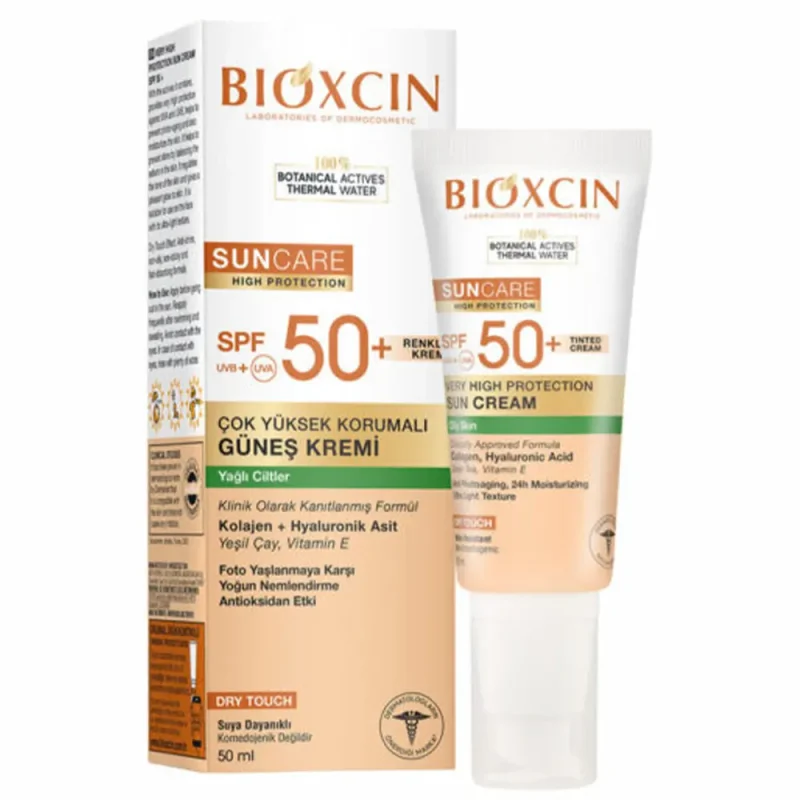 ضدآفتاب رنگی پوست چرب بیوکسین SPF50 حجم ۵۰ میل