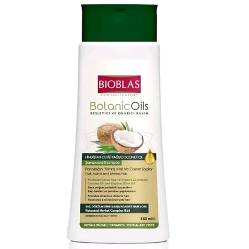 روغن نارگیل.webp۱ شامپو تقویتکننده بیوبلاس مدل Coconut Oil حجم ۳۶۰ میل