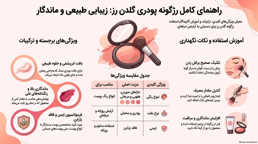 رژگونه پودری گلدن رز