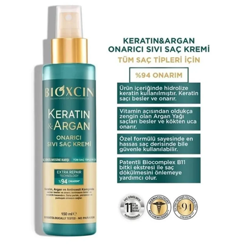 اسپری دوفاز ضدریزش بیوکسین مدل Keratin & Argan حجم ۱۵۰ میل - Image 2