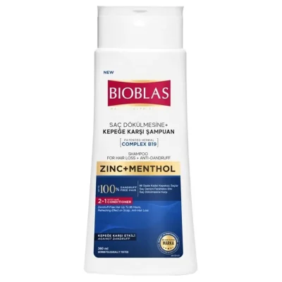 شامپو ضدشوره بیوبلاس مدل Zinc + Menthol حجم ۳۶۰ میل