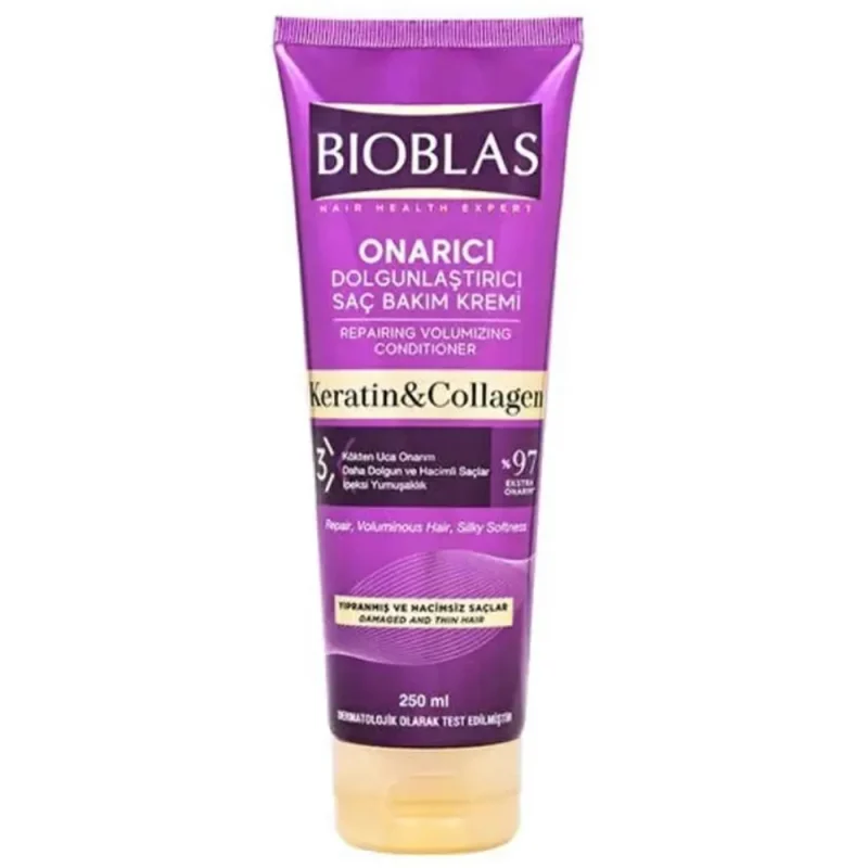 ماسک مو ترمیم‌کننده بیوبلاس مدل Keratin&Collagen حجم ۲۵۰ میل