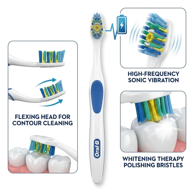 مسواک برقی باتری‌دار اورال بی مدل Whitening therapy soft - Image 2