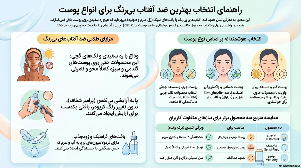 راهنمای انتخاب ضدآفتاب بی رنگ مناسب