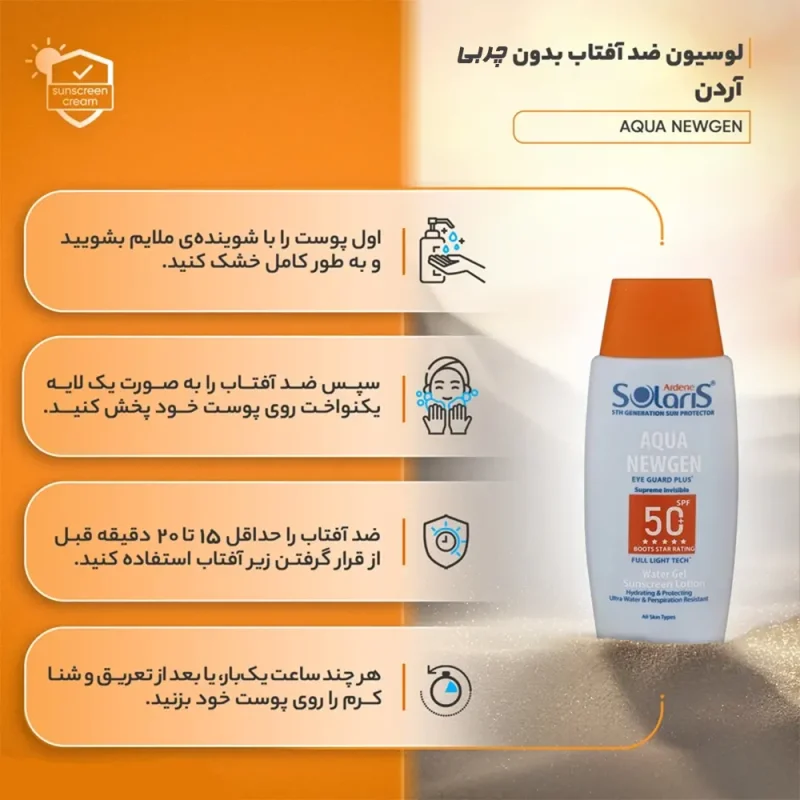 لوسیون ضدآفتاب آردن سولاریس مدل Aqua Newgen حجم ۱۰۰ میل - Image 5