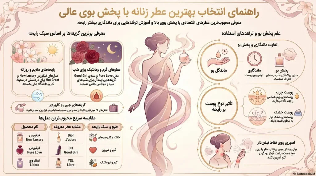 اینفوگرافی بهترین عطر زنانه با پخش‌بوی‌عالی