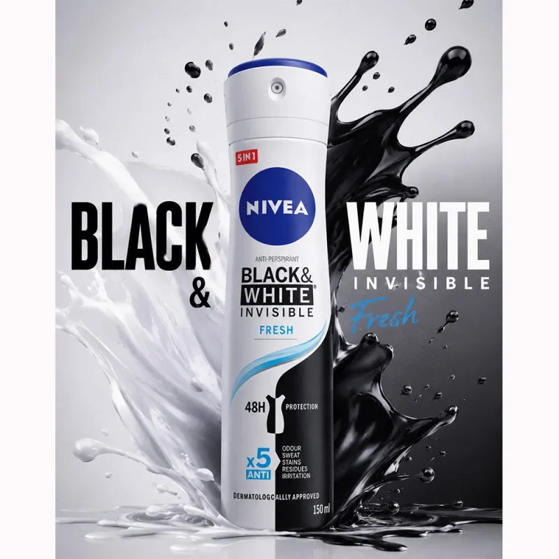 اسپری ضدتعریق زنانه نیوآ مدلBlack & White Fresh حجم ۱۵۰ میل - Image 2