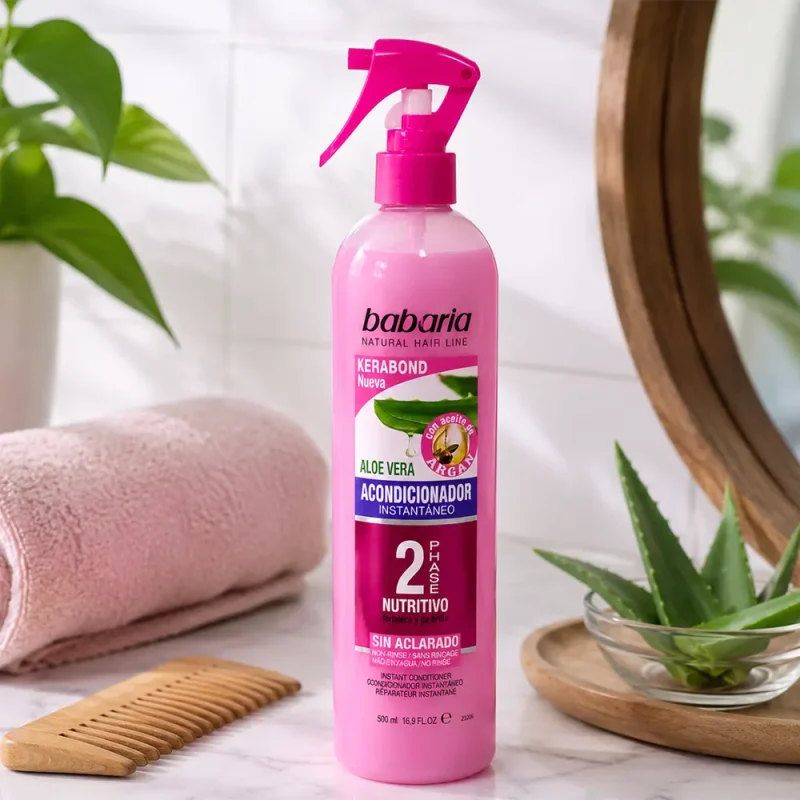 اسپری دوفاز نرم کننده مو باباریا Aloe Vera حجم ۵۰۰ میل - Image 2