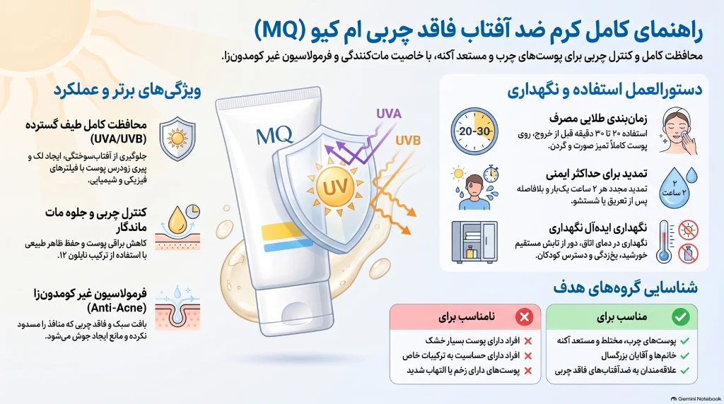 ضد آفتاب mq فاقد چربی