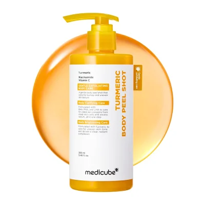 ژل لایه بردار بدن مدیکیوب مدل Turmeric Body Peel Shot حجم 280میل