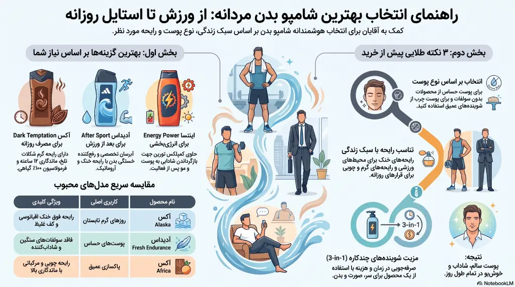 راهنمای خرید شامپو بدن مردانه