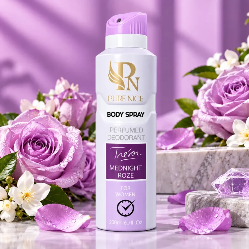 اسپری خوشبوکننده بدن زنانه پیورنایس Mednight roze حجم 200میل