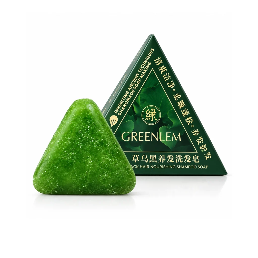 صابون شامپو گرینلیم GREENLEM مدل Usman Grass Black Hair Nourishing وزن ۱۲۰ گرم1