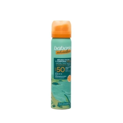 اسپری ضدآفتاب صورت و بدن باباریا Adventure SPF 50 حجم ۷۵ میلی‌لیتر