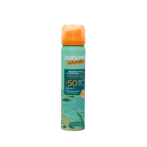 اسپری ضدآفتاب صورت و بدن باباریا Adventure SPF 50 حجم ۷۵ میلی‌لیتر
