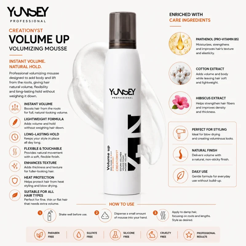 موس حجم‌دهنده مو یونسی Creationyst Volume Up حجم 300 میلی‌لیتر
