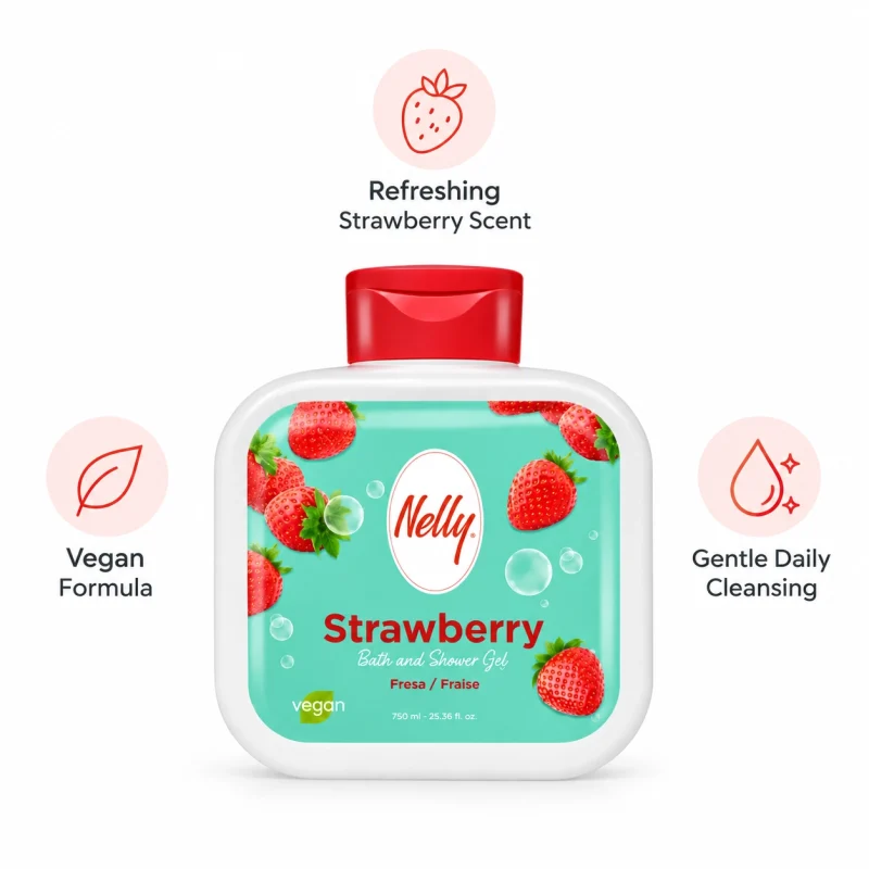 معرفی شامپو بدن نلی مدل Strawberry حجم 750میل