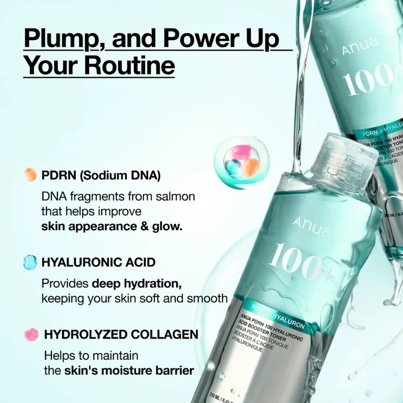 تونر آبرسان آنوا مدل PDRN 100 Hyaluronic Acid Booster حجم 250 میلی‌لیتر