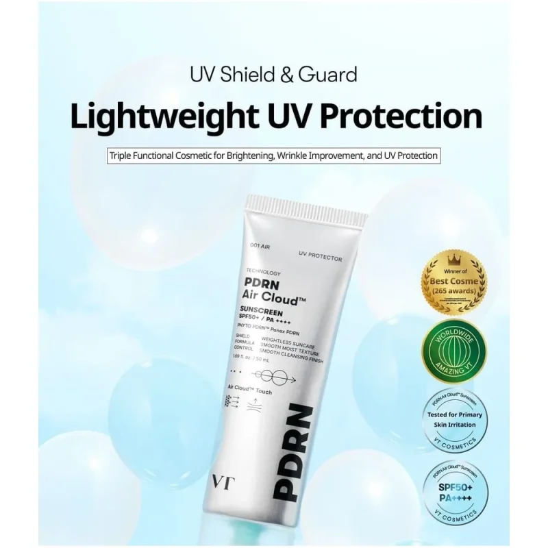 ضدآفتاب وی‌تی مدل PDRN Air Cloud Sunscreen SPF50+ PA++++ حجم 50 میلی‌لیتر